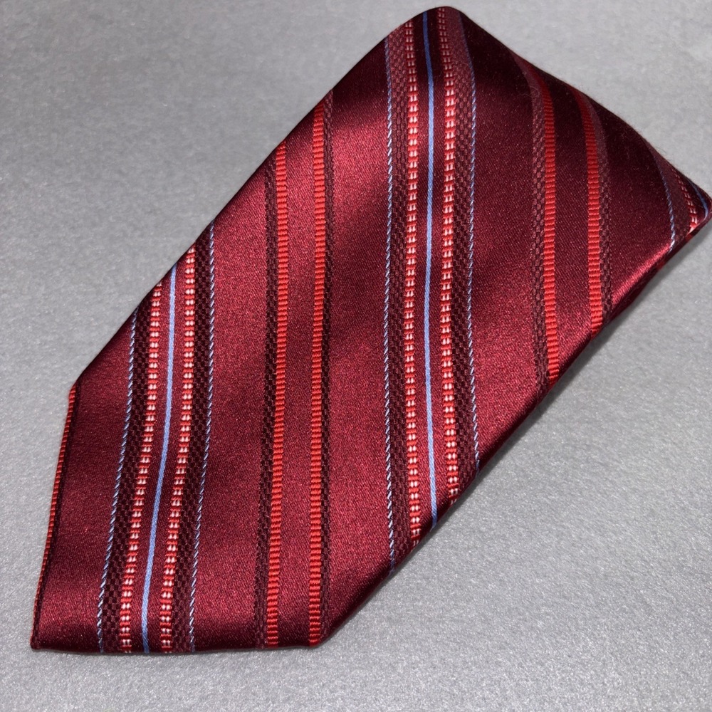 Robert Talbott Best Of Class Red Blue Pinstripes 100% Silk Hand Sewn Necktie